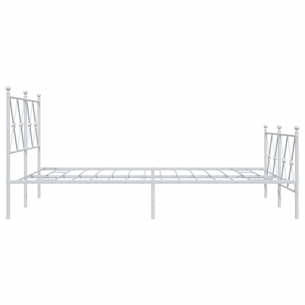 vidaXL Metal Bed Frame without Mattress with Footboard White 140x190cm
