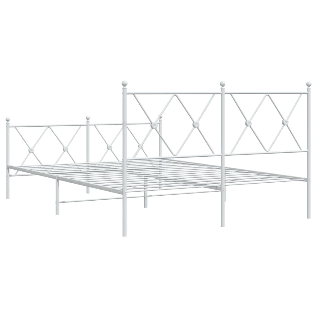 vidaXL Metal Bed Frame without Mattress with Footboard White 140x190cm