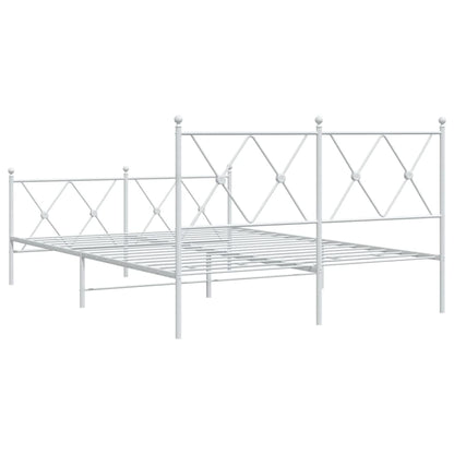 vidaXL Metal Bed Frame without Mattress with Footboard White 140x190cm