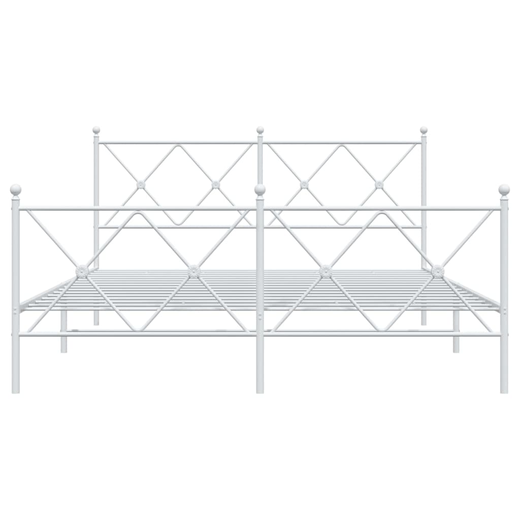 vidaXL Metal Bed Frame without Mattress with Footboard White 150x200cm