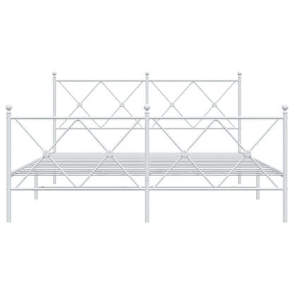 vidaXL Metal Bed Frame without Mattress with Footboard White 150x200cm