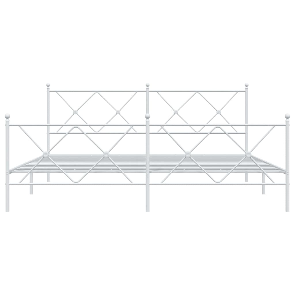 vidaXL Metal Bed Frame without Mattress with Footboard White 183x213cm