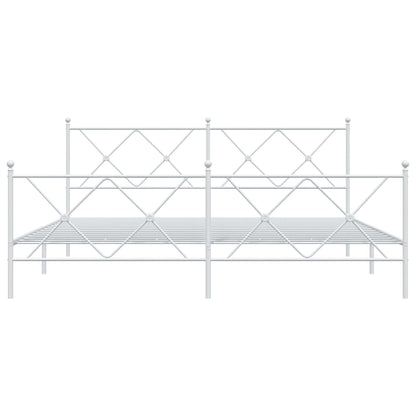 vidaXL Metal Bed Frame without Mattress with Footboard White 183x213cm