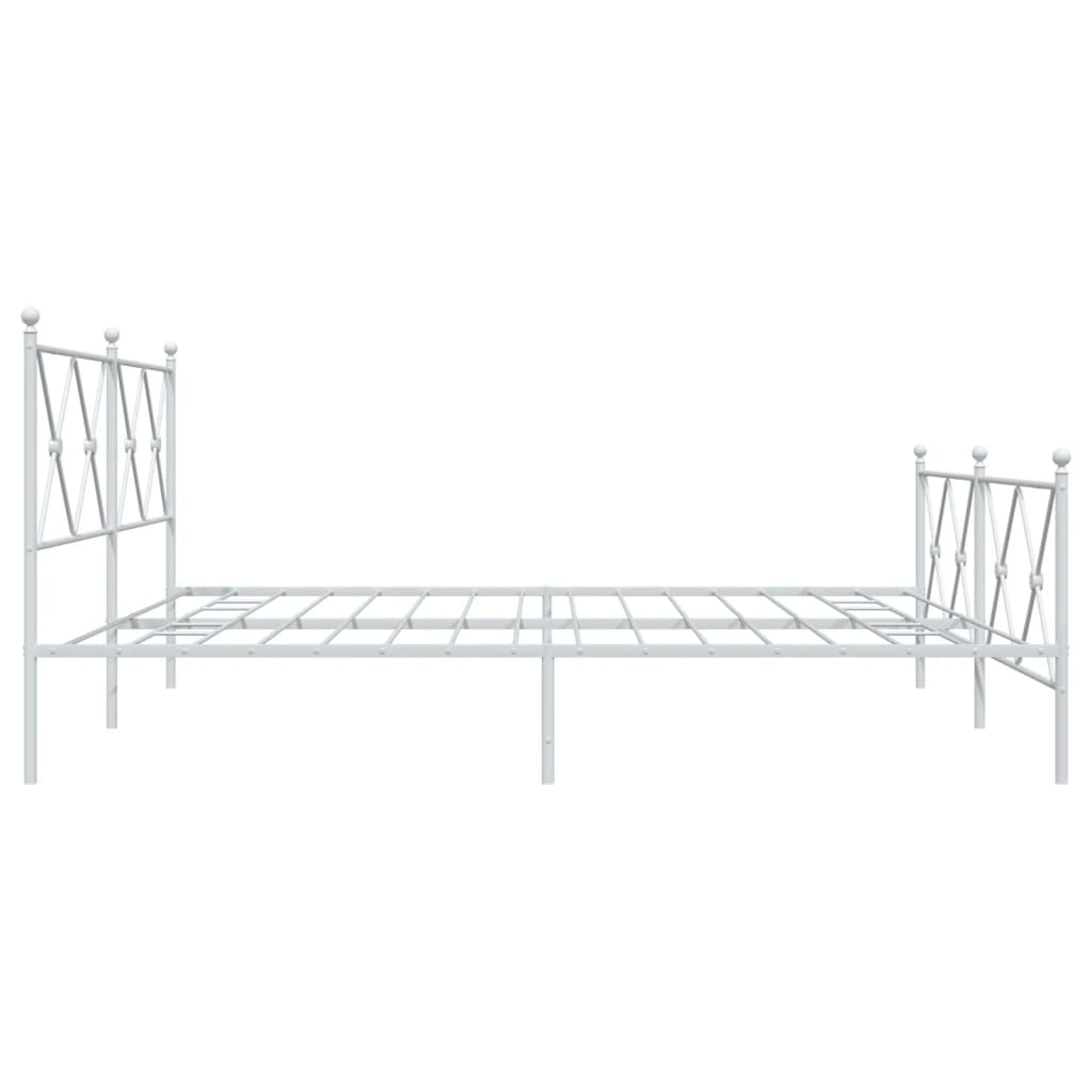 vidaXL Metal Bed Frame without Mattress with Footboard White 183x213cm