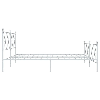 vidaXL Metal Bed Frame without Mattress with Footboard White 183x213cm