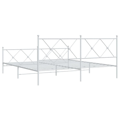 vidaXL Metal Bed Frame without Mattress with Footboard White 183x213cm