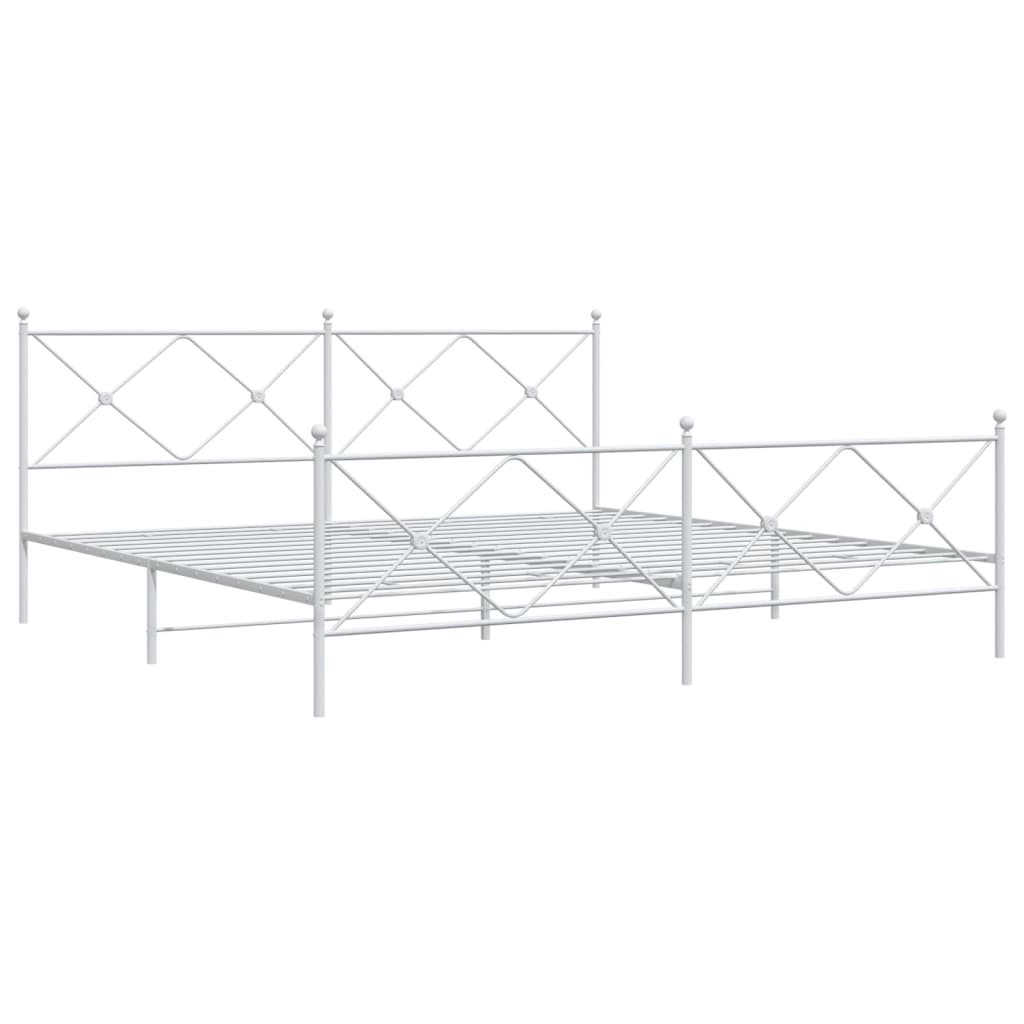 vidaXL Metal Bed Frame without Mattress with Footboard White 193x203cm