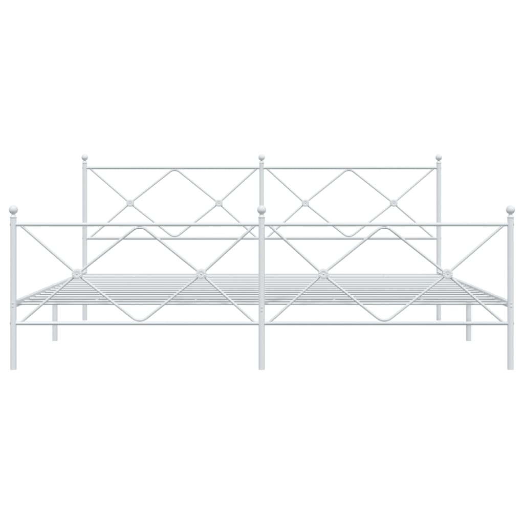 vidaXL Metal Bed Frame without Mattress with Footboard White 193x203cm