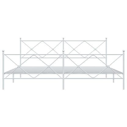 vidaXL Metal Bed Frame without Mattress with Footboard White 193x203cm