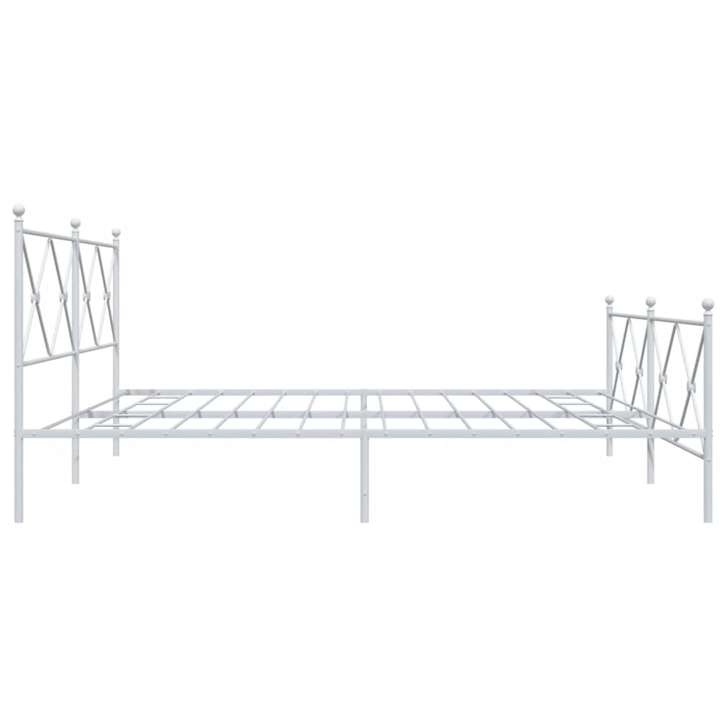 vidaXL Metal Bed Frame without Mattress with Footboard White 193x203cm