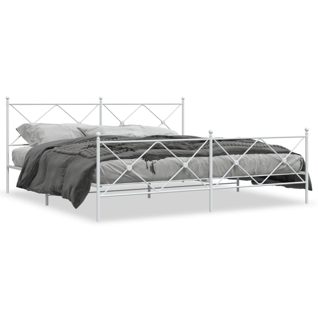 vidaXL Bed Frame | White | Steel | 200x200 cm | Bed Frame | Rectangular