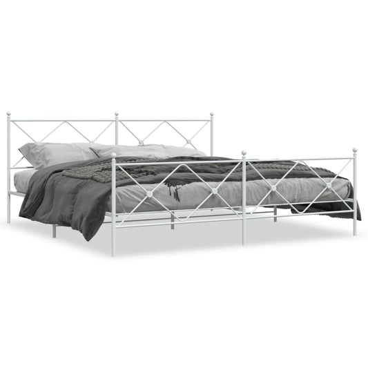 vidaXL Bed Frame | White | Steel | 200x200 cm | Bed Frame | Rectangular