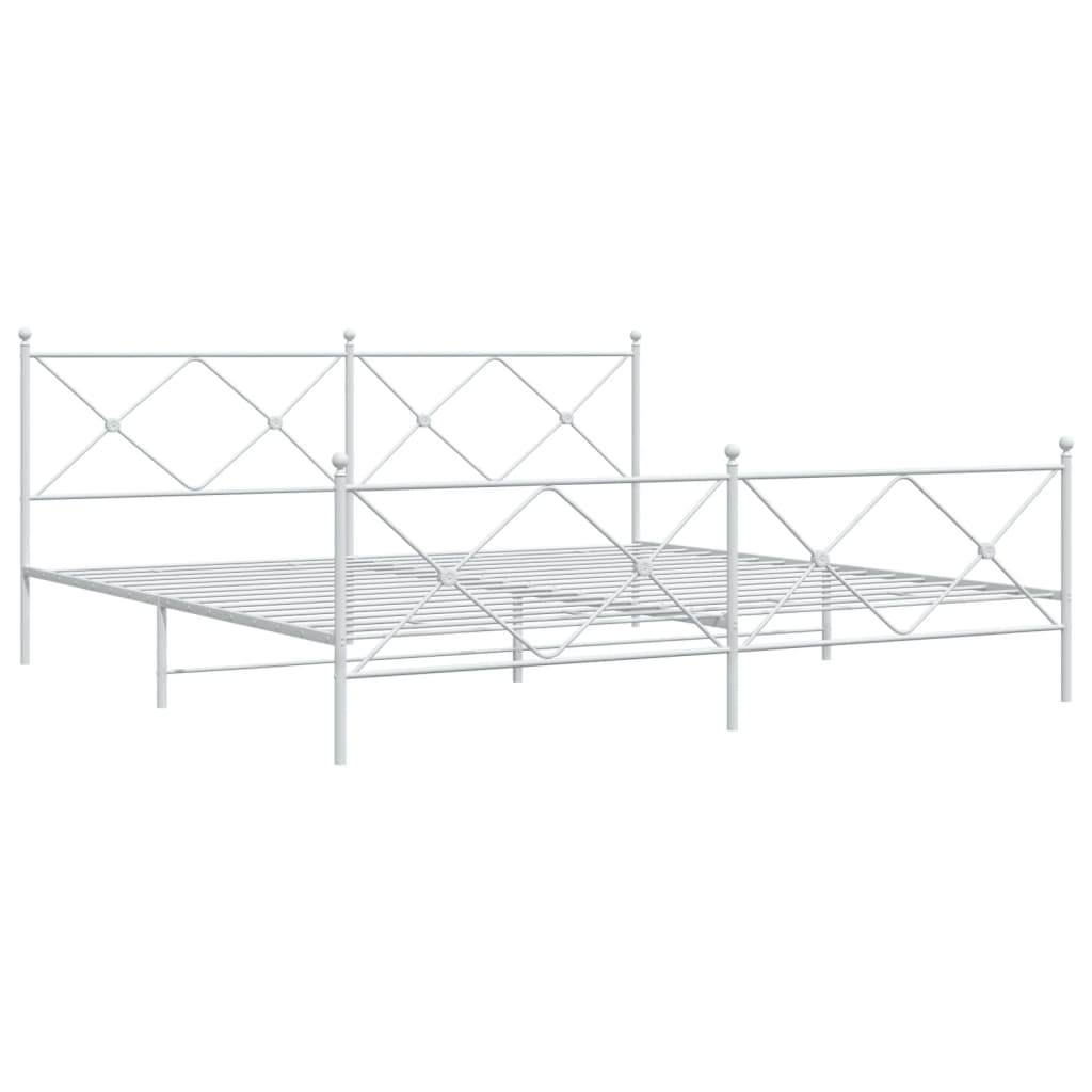 vidaXL Bed Frame | White | Steel | 200x200 cm | Bed Frame | Rectangular
