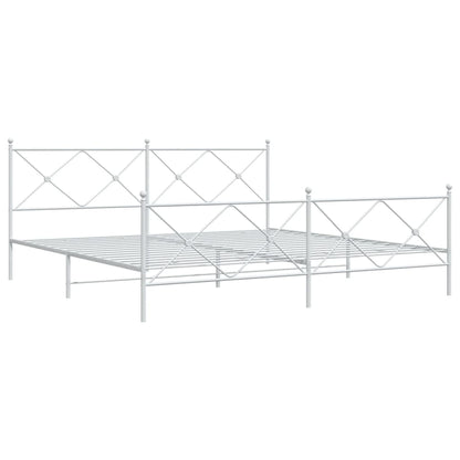 vidaXL Bed Frame | White | Steel | 200x200 cm | Bed Frame | Rectangular
