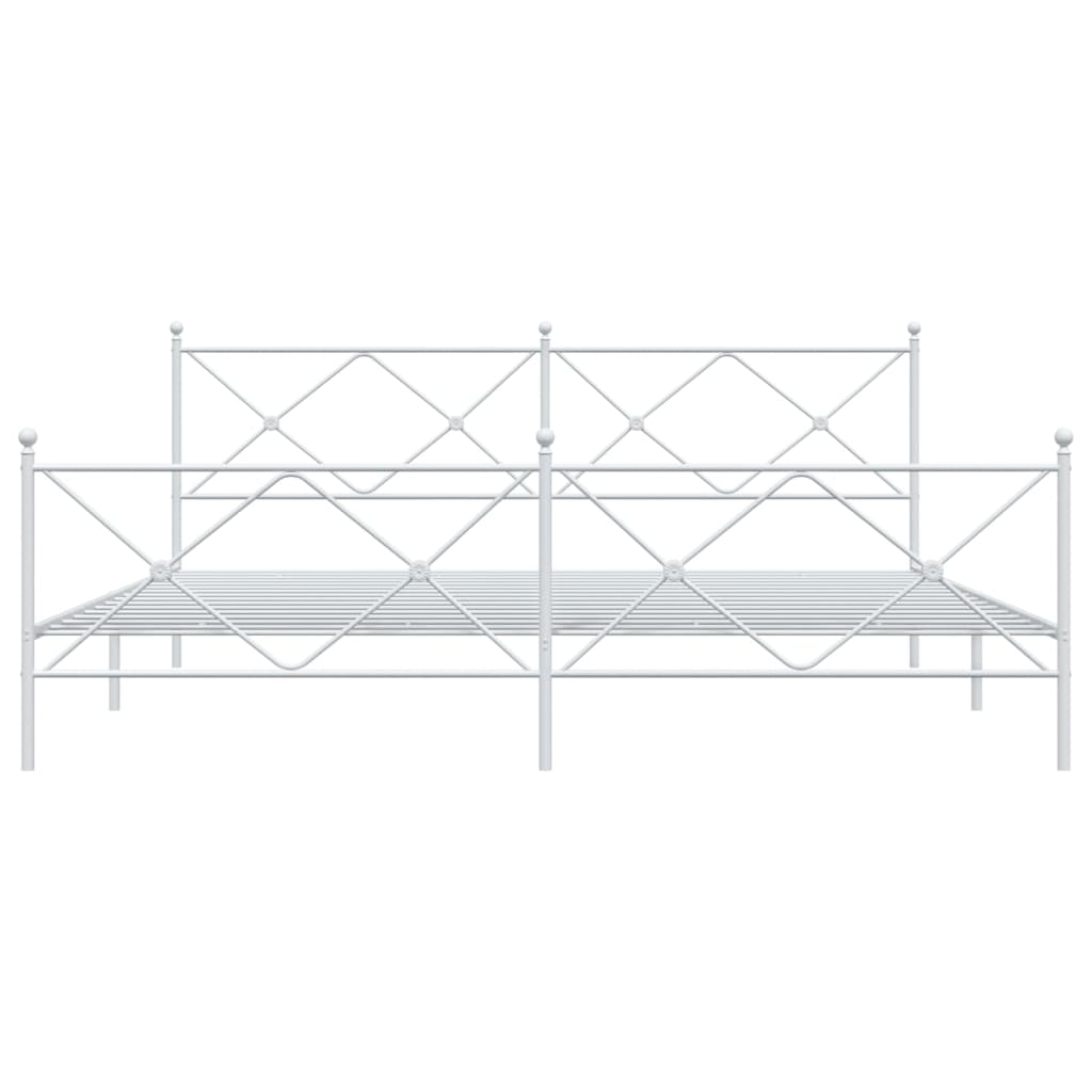 vidaXL Bed Frame | White | Steel | 200x200 cm | Bed Frame | Rectangular