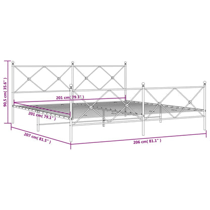 vidaXL Bed Frame | White | Steel | 200x200 cm | Bed Frame | Rectangular