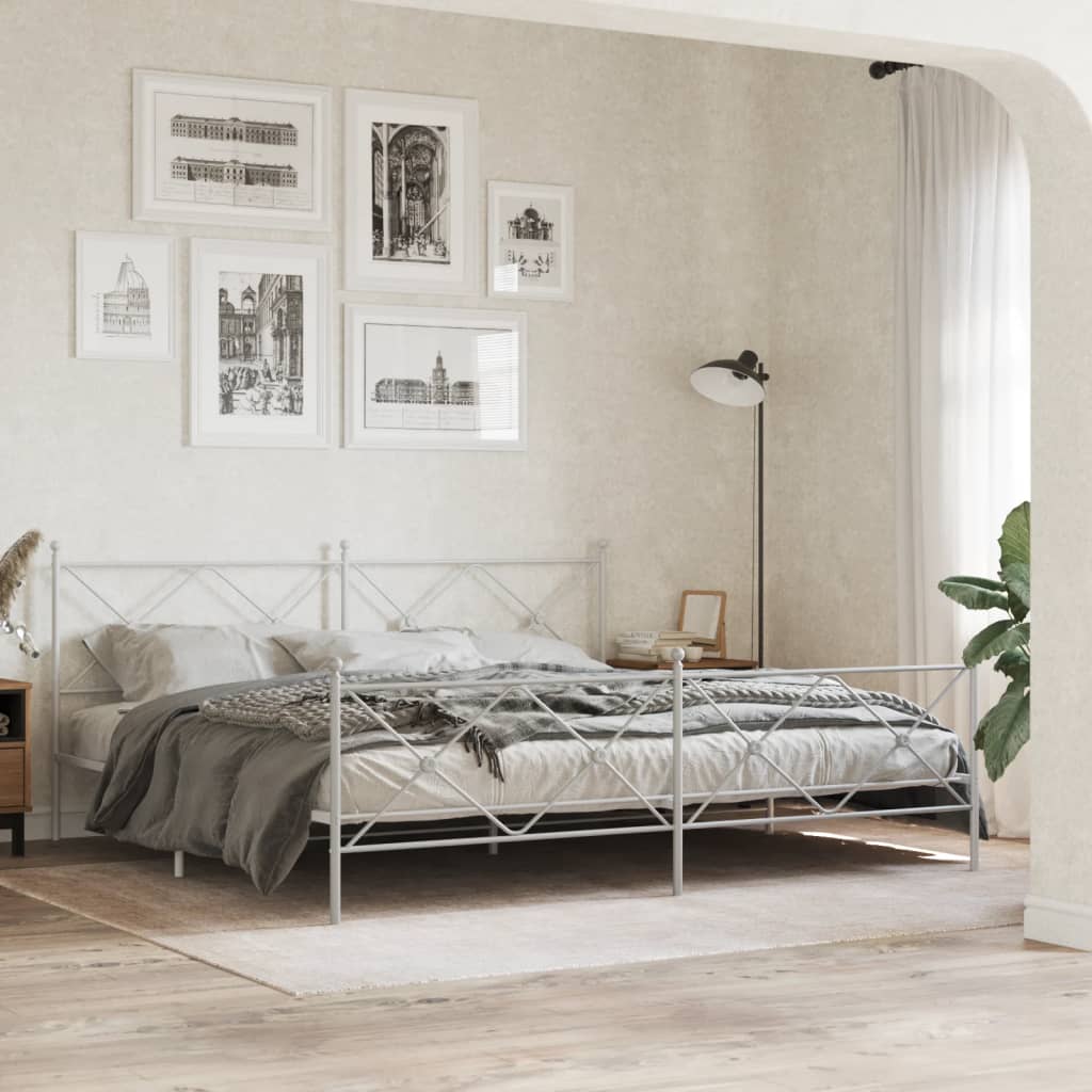 vidaXL Bed Frame | White | Steel | 200x200 cm | Bed Frame | Rectangular