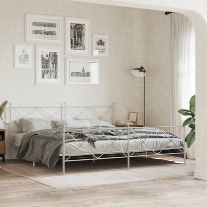 vidaXL Bed Frame | White | Steel | 200x200 cm | Bed Frame | Rectangular