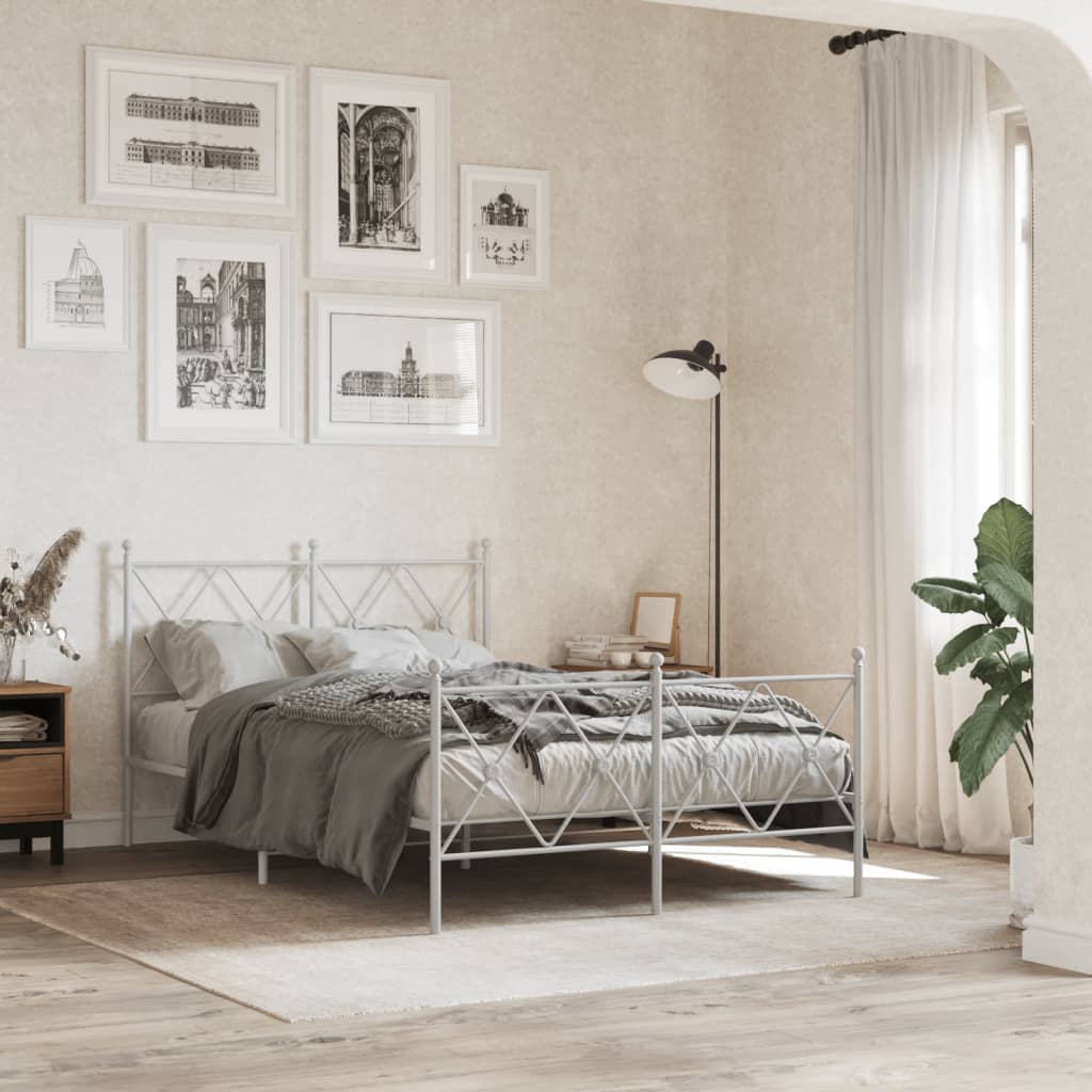 vidaXL Metal Replace Headboard White 120cm