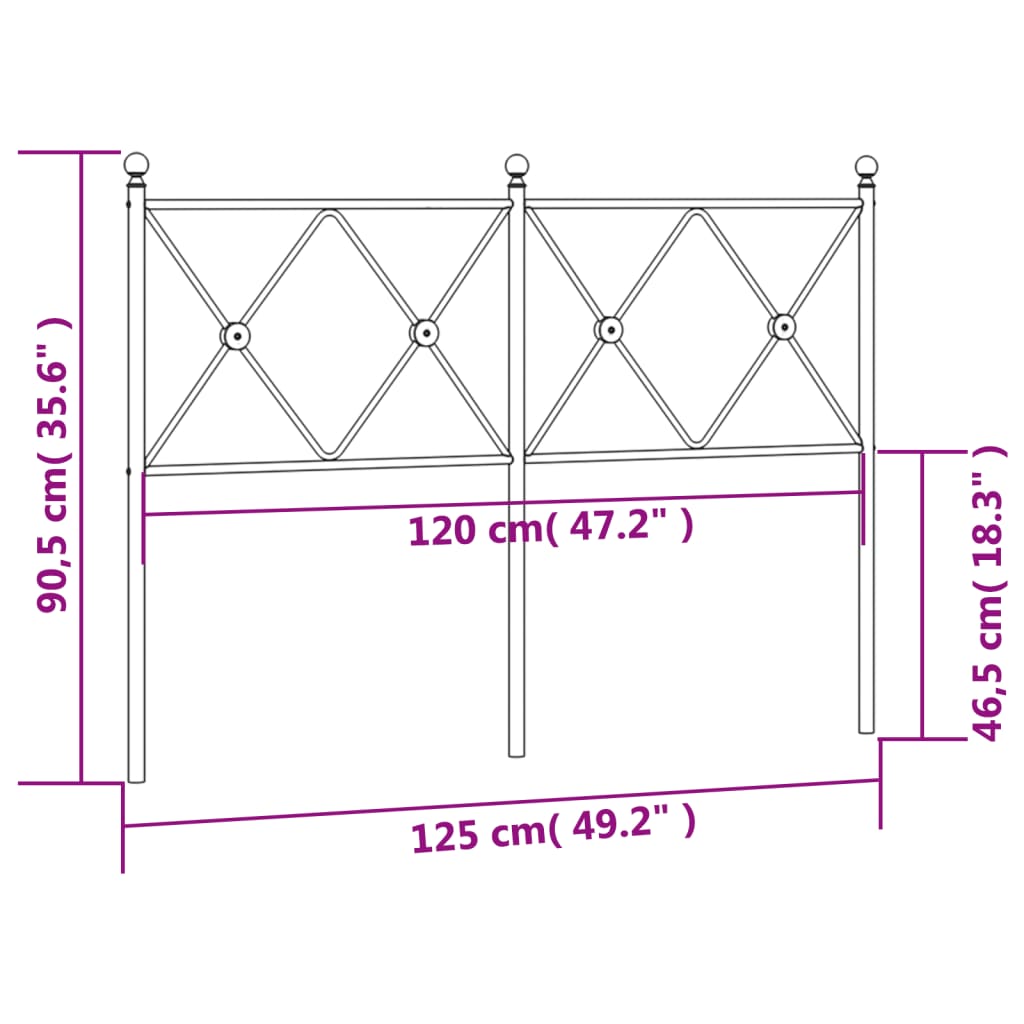 vidaXL Metal Replace Headboard White 120cm