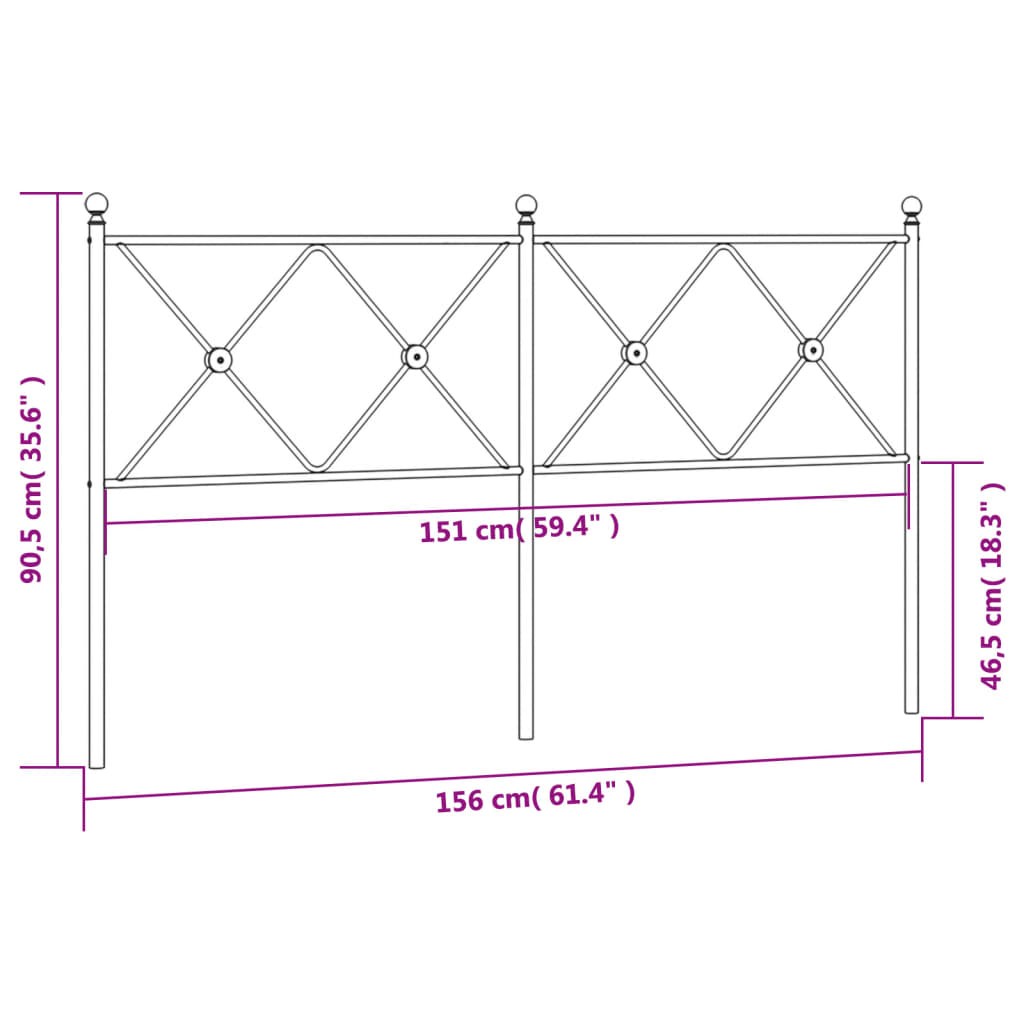 vidaXL Metal Replace Headboard White 150cm