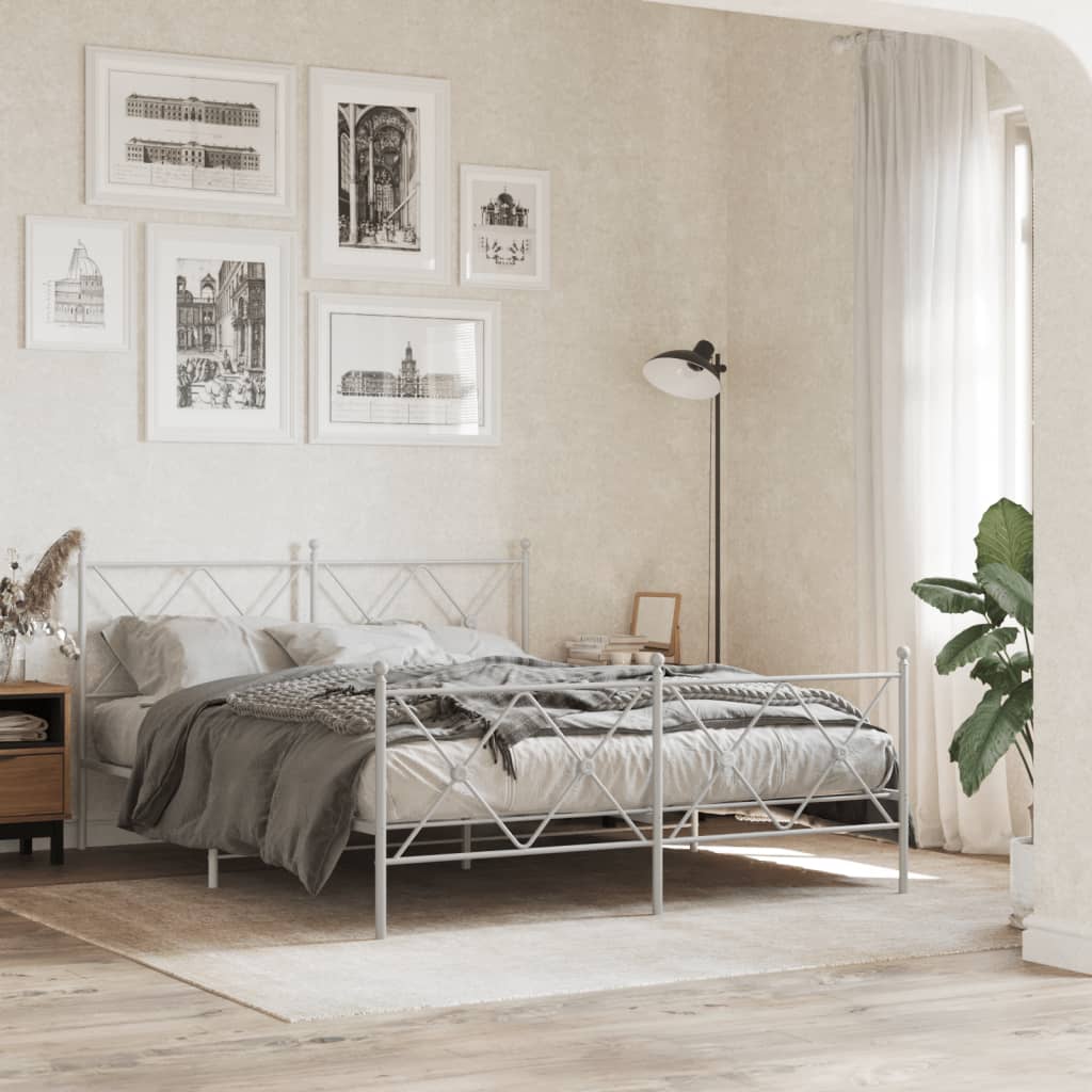 vidaXL Metal Replace Headboard White 160cm