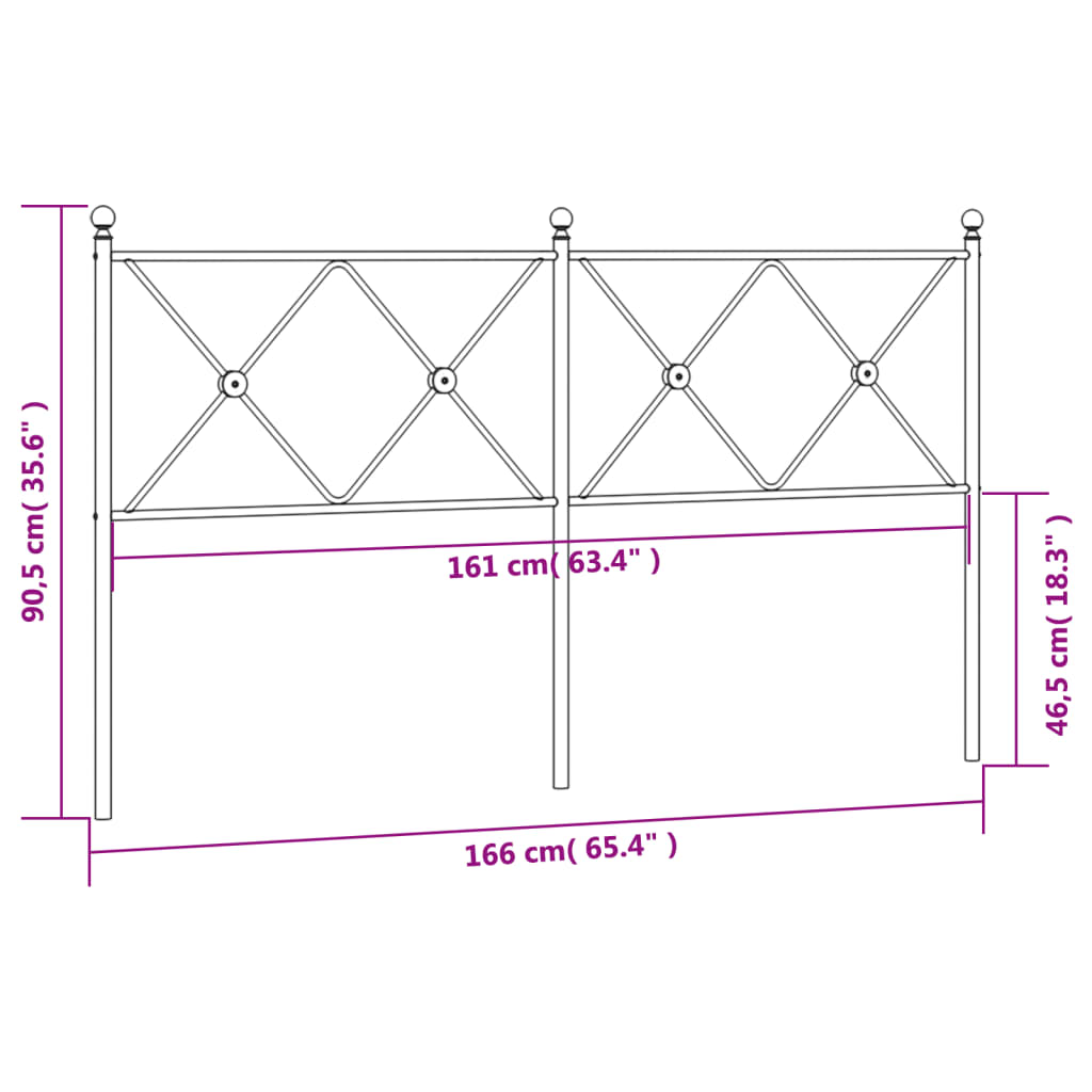 vidaXL Metal Replace Headboard White 160cm