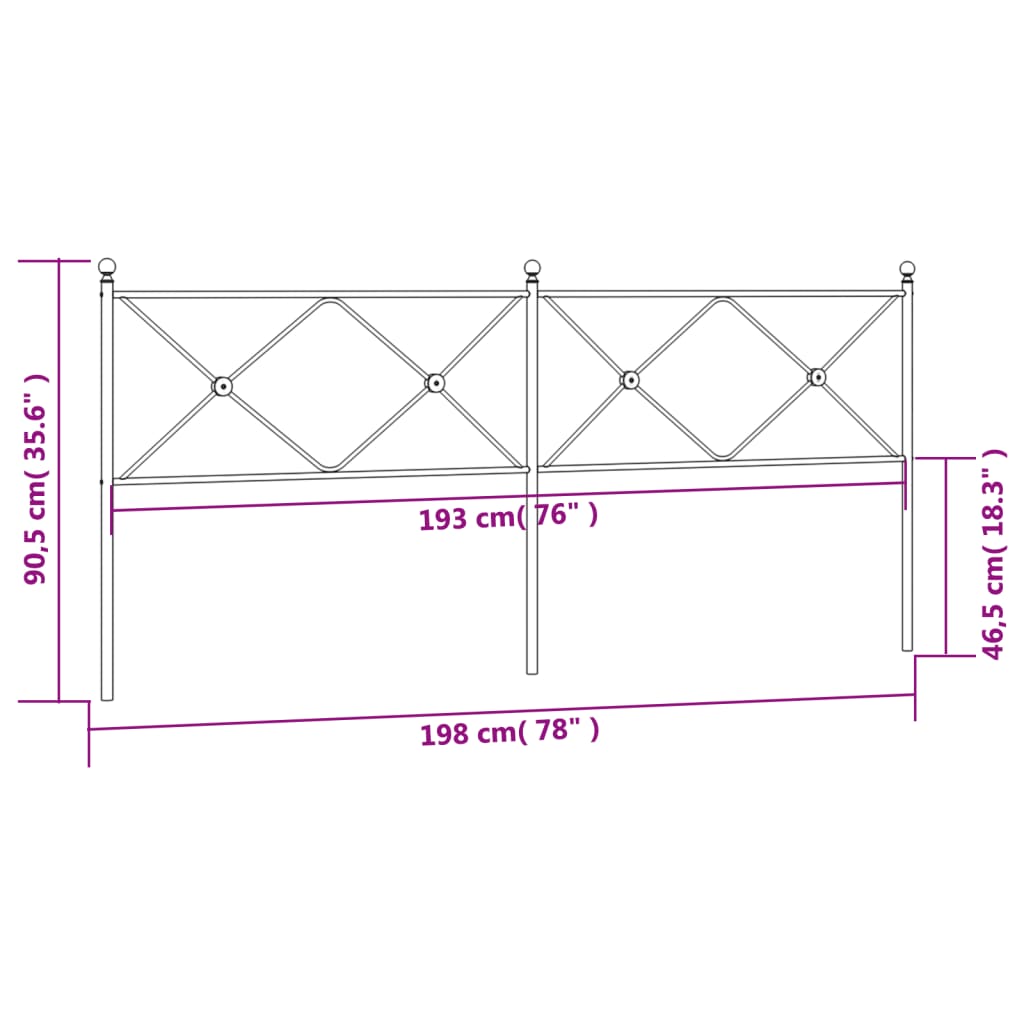 vidaXL Metal Replace Headboard White 193cm
