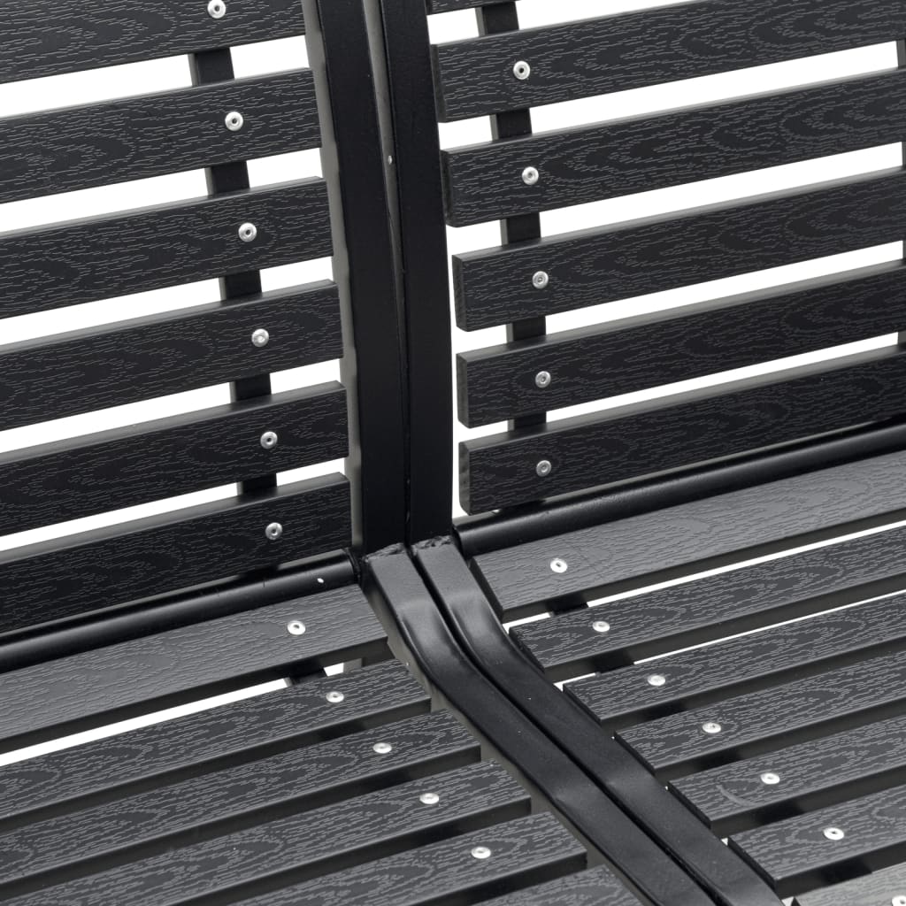 vidaXL Twin Garden Bench Black 231 cm Steel and WPC