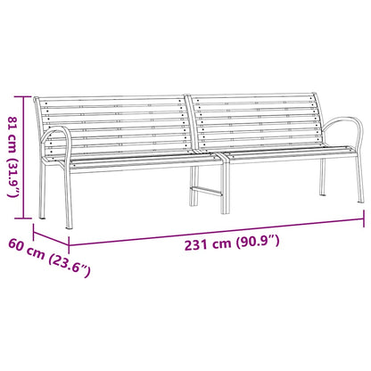 vidaXL Garden Bench Brown 231 cm Wood and Powder-coated Steel