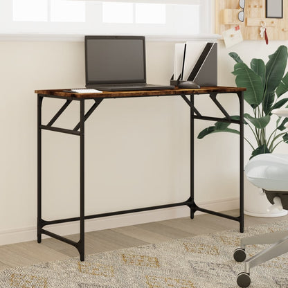 vidaXL Desk Smoked Oak 100x45x76 cm and Powder-coated Steel