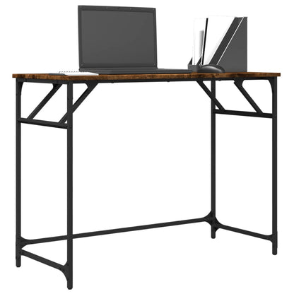 vidaXL Desk Smoked Oak 100x45x76 cm and Powder-coated Steel