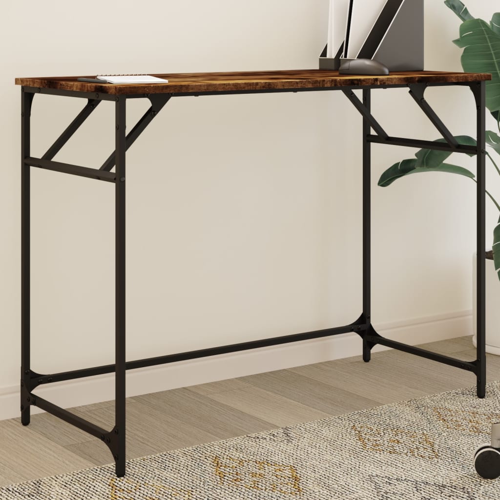 vidaXL Desk Smoked Oak 100x45x76 cm and Powder-coated Steel