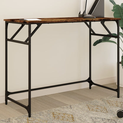 vidaXL Desk Smoked Oak 100x45x76 cm and Powder-coated Steel