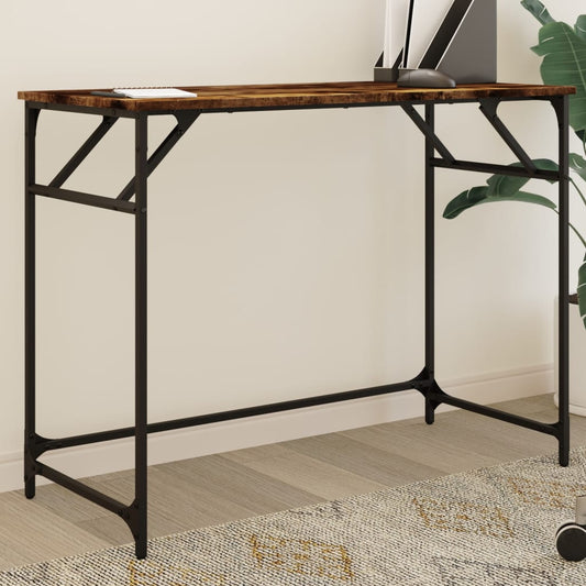 vidaXL Desk Smoked Oak 100x45x76 cm and Powder-coated Steel
