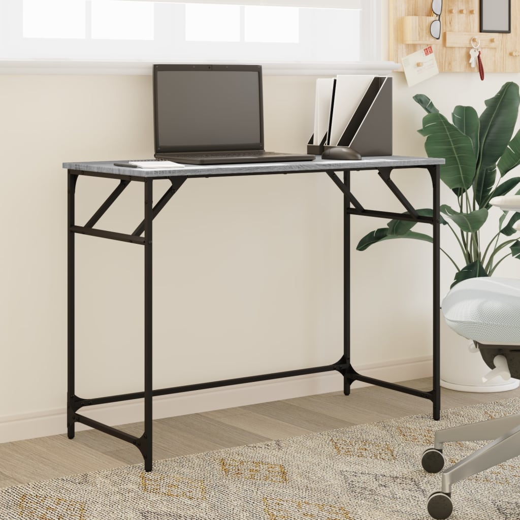 vidaXL Desk Grey Sonoma 100x45x76 cm Engineered Wood and Powder-coated Steel