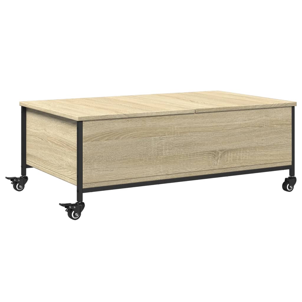 vidaXL Coffee Table with Wheels Sonoma Oak 91x55x34 cm Engineered Wood