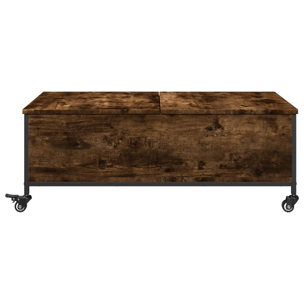 vidaXL Coffee Table with Wheels Smoked Oak 91x55x34 cm Engineered Wood