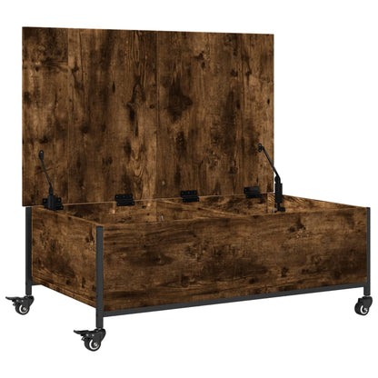 vidaXL Coffee Table with Wheels Smoked Oak 91x55x34 cm Engineered Wood