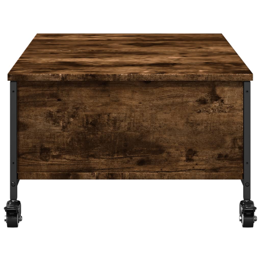 vidaXL Coffee Table with Wheels Smoked Oak 91x55x34 cm Engineered Wood