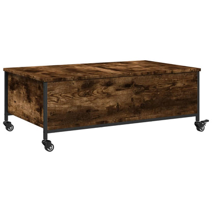 vidaXL Coffee Table with Wheels Smoked Oak 91x55x34 cm Engineered Wood