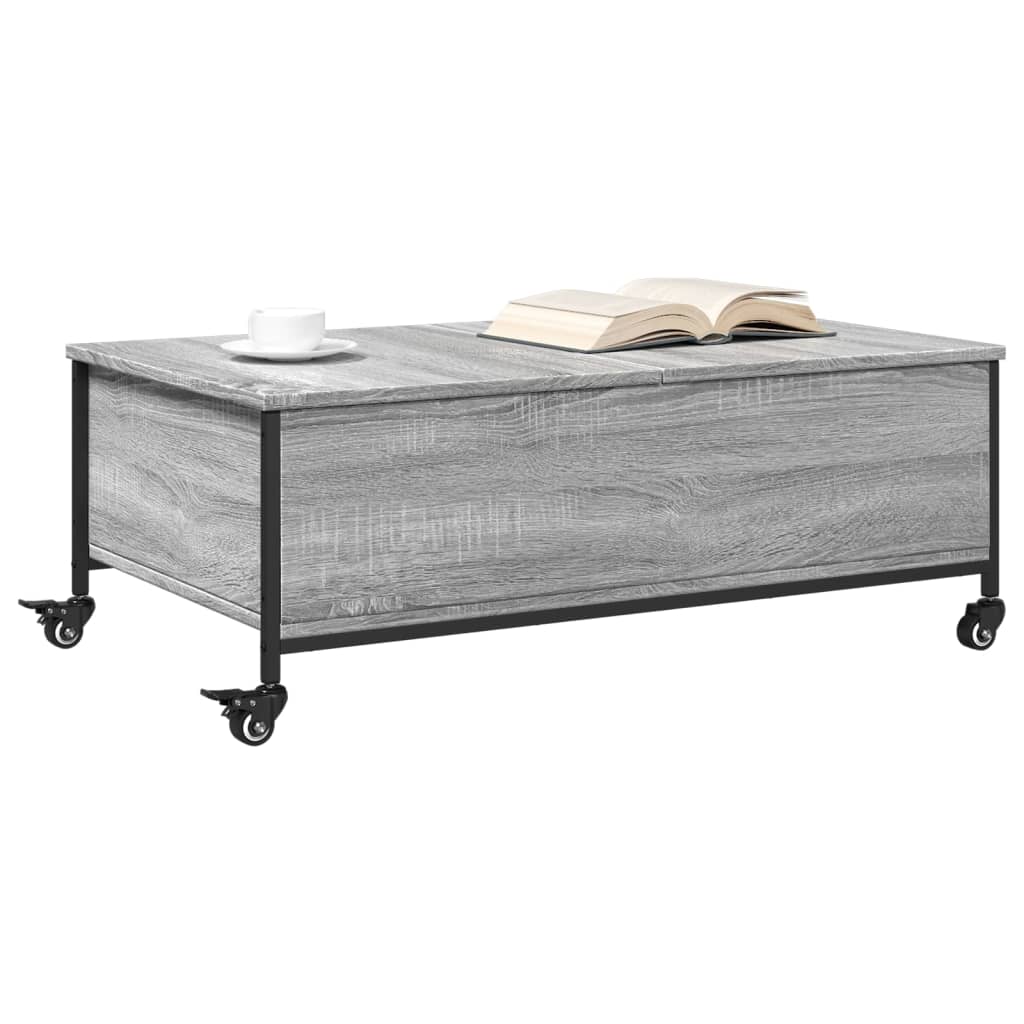 vidaXL Coffee Table with Wheels Grey Sonoma 91x55x34 cm Engineered Wood