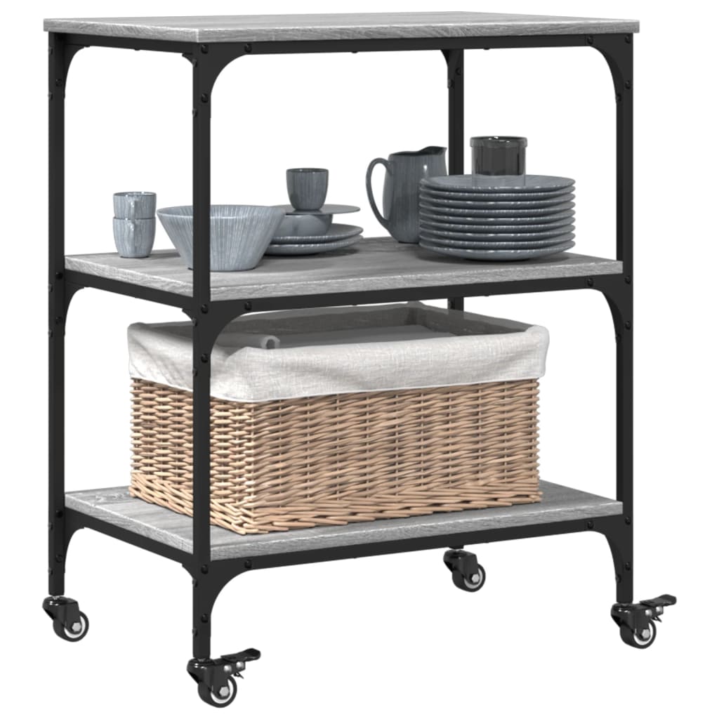 vidaXL Kitchen Trolley Grey Sonoma 60x41x76 cm Engineered Wood