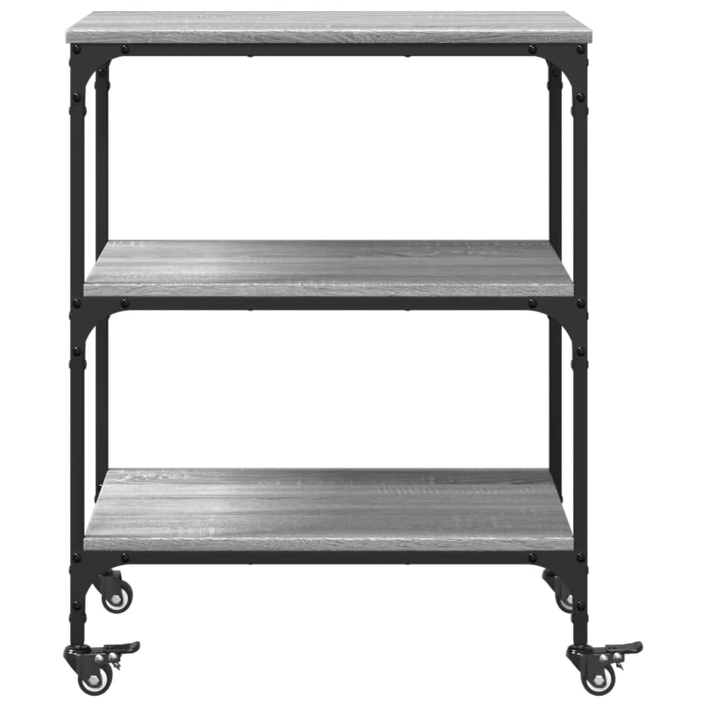 vidaXL Kitchen Trolley Grey Sonoma 60x41x76 cm Engineered Wood