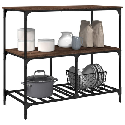 vidaXL Kitchen Trolley Brown Oak 100x50x95 cm Engineered Wood