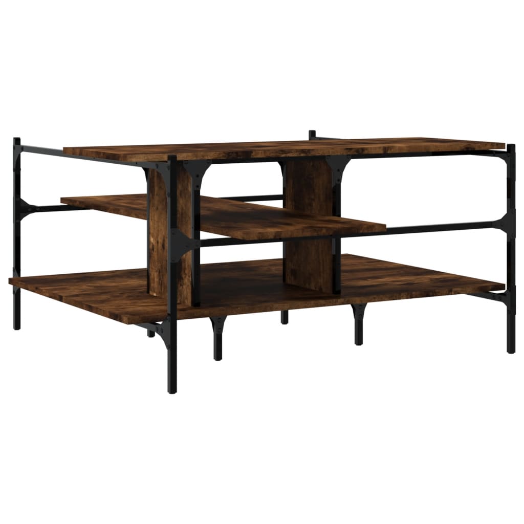 vidaXL Coffee Table Smoked Oak 100x100x48,5 cm Engineered Wood