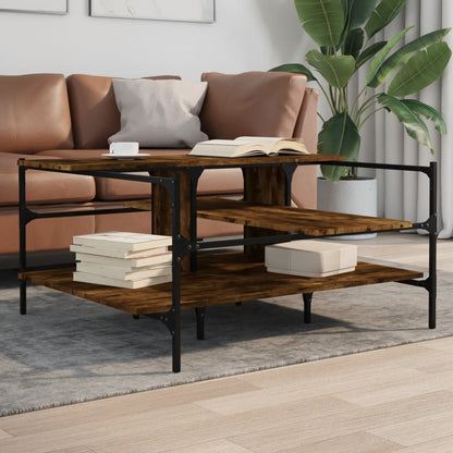 vidaXL Coffee Table Smoked Oak 100x100x48,5 cm Engineered Wood