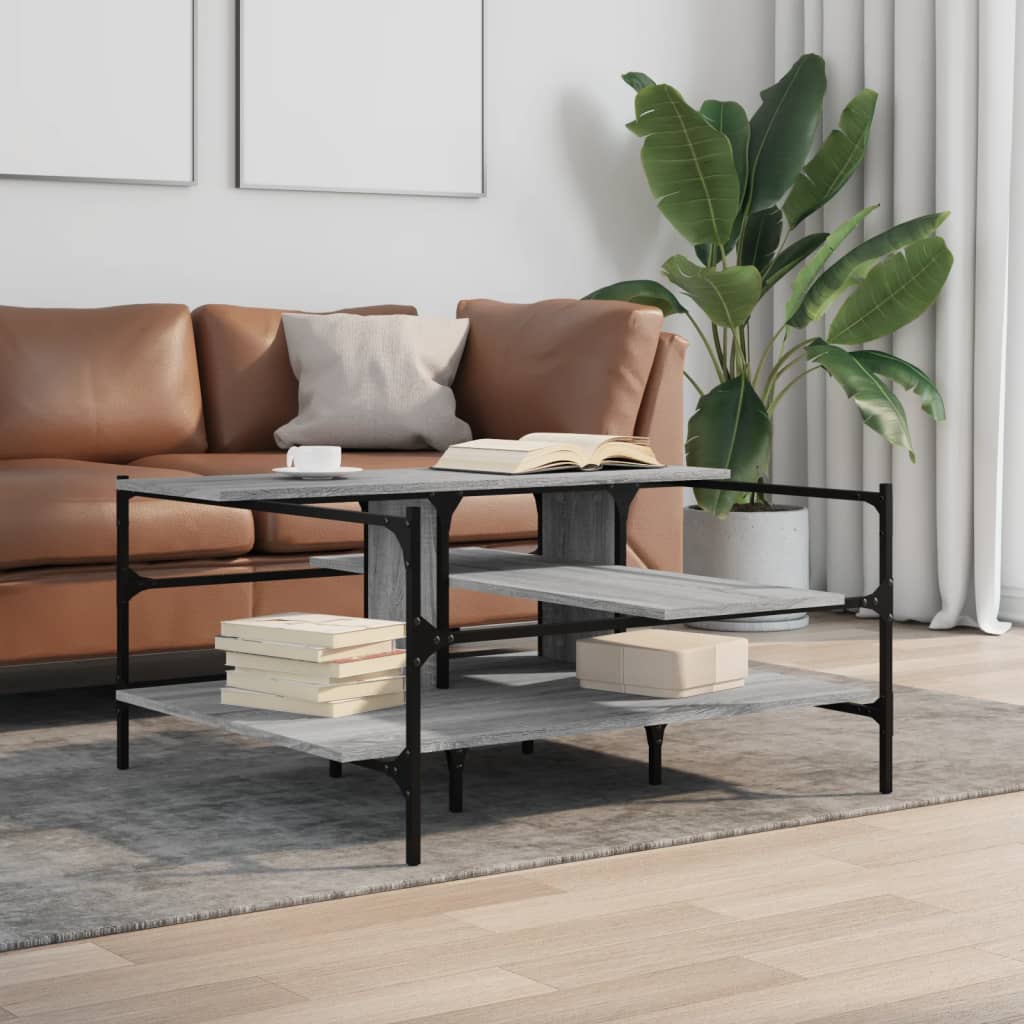 vidaXL Coffee Table Grey Sonoma 100x100x48,5 cm Engineered Wood