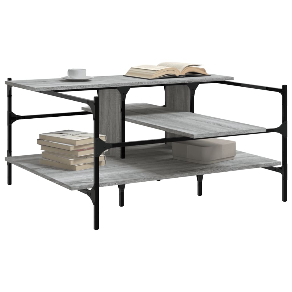 vidaXL Coffee Table Grey Sonoma 100x100x48,5 cm Engineered Wood