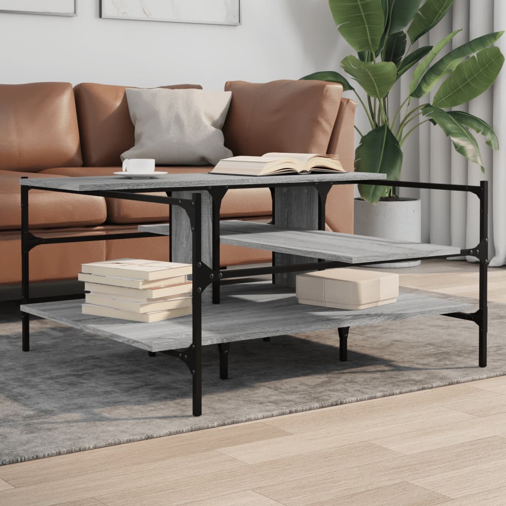 vidaXL Coffee Table Grey Sonoma 100x100x48,5 cm Engineered Wood